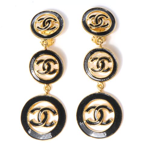 black and gold chanel earrings